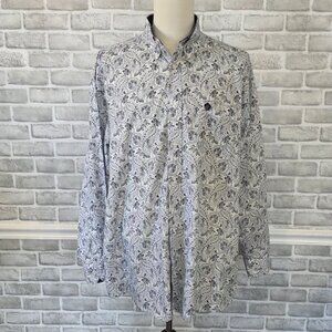 George Strait Wrangler Shirt Blue White Paisley Long Sleeve XXL Men Western